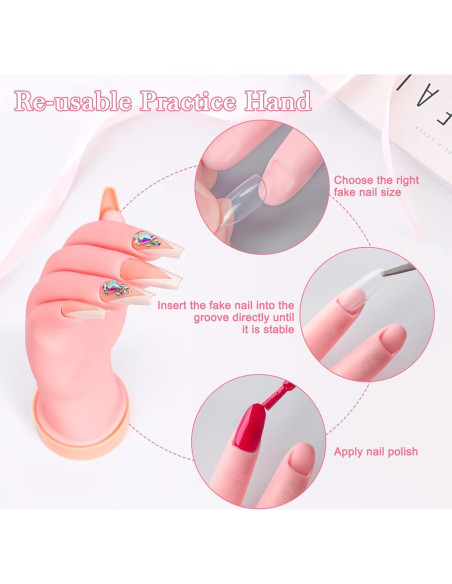 Mano de Práctica de Uñas Buqikma Flexible 22.5cm Reutilizable