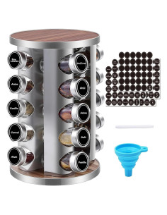 Organizador de Especias Rotativo WAYDA con 20 Frascos de Vidrio