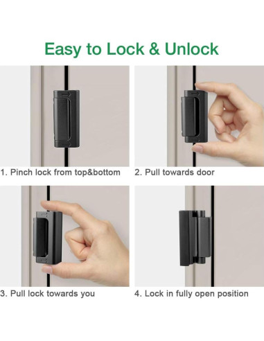 Cerradura de Refuerzo de Seguridad WINONLY U95278 Negra 7.62 cm