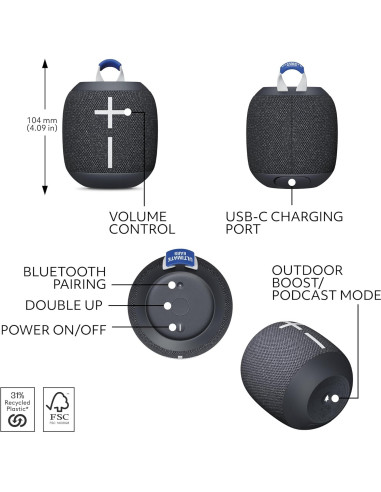 Altavoz Bluetooth Impermeable Ultimate Ears WONDERBOOM 4 Negro