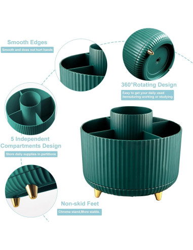 Soporte para lápices giratorio 360 Cayxenful 5 compartimentos