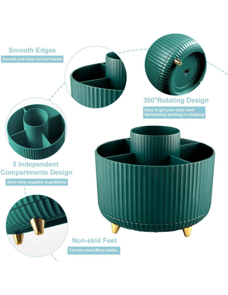 Soporte para lápices giratorio 360 Cayxenful 5 compartimentos