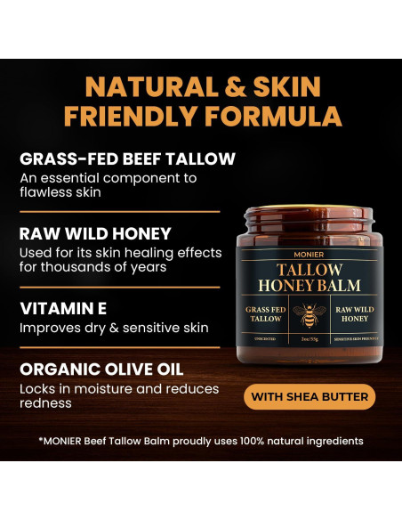 Bálsamo de Sebo y Miel MONIER 175g - Hidratante Natural Piel Sensible