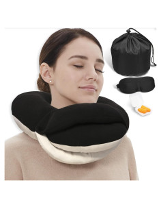 Almohada de Viaje Ergonomica BUYUE para Cuello Adulto Negra