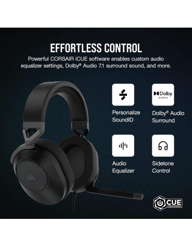 Auriculares Gaming CORSAIR HS65 SURROUND - Dolby Atmos - 3.5mm