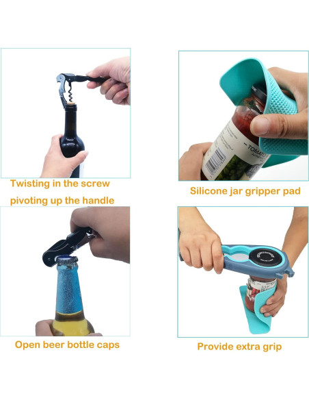 Abridor de Tarros y Botellas 6 en 1 Otstar con Almohadilla Antideslizante