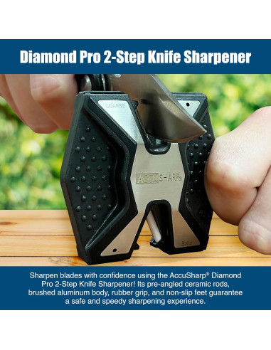 Afilador de cuchillos AccuSharp Diamond Pro 2 pasos negro