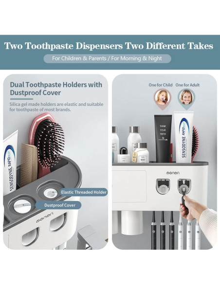 Soporte para Cepillos de Dientes BHeadCat con Dispensador Automático