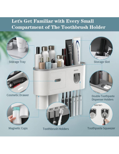 Soporte para Cepillos de Dientes BHeadCat con Dispensador Automático