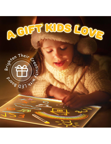 Tablero de Notas LED Woyuosn 20x20cm Multicolor con 7 Marcadores