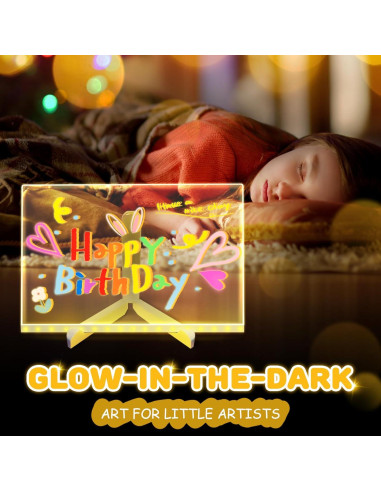 Tablero de Notas LED Woyuosn 20x20cm Multicolor con 7 Marcadores