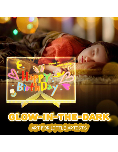 Tablero de Notas LED Woyuosn 20x20cm Multicolor con 7 Marcadores