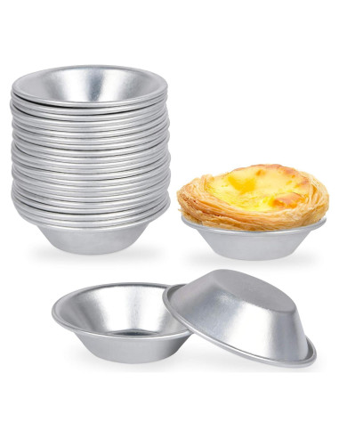 25 Moldes para Tartas de Huevo Milkary de Aluminio Reutilizables
