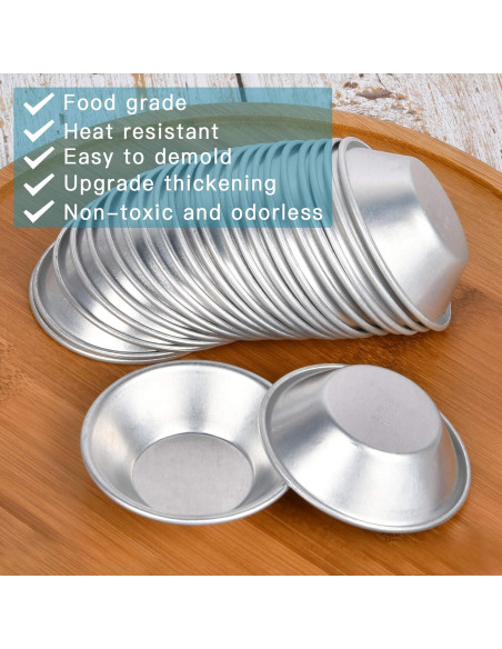 25 Moldes para Tartas de Huevo Milkary de Aluminio Reutilizables