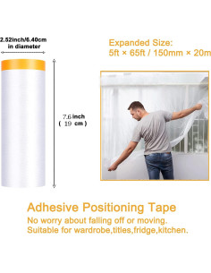 Película Protectora Adhesiva para Pintores YOUMEIYUAN 150cm x 19.81m 2