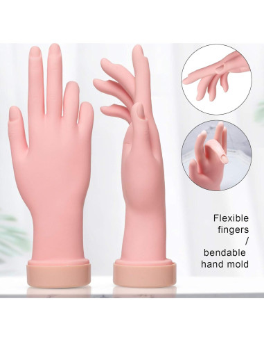 Mano de Práctica de Uñas AORAEM Flexible 22.8cm