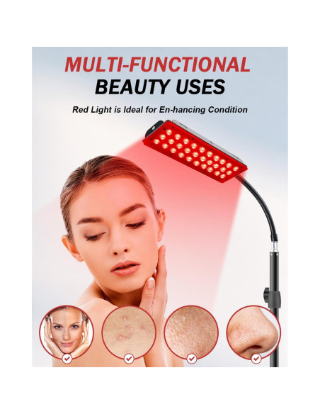 Lámpara de Terapia de Luz Roja Rikimxin 660nm y 850nm