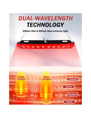 Lámpara de Terapia de Luz Roja Rikimxin 660nm y 850nm