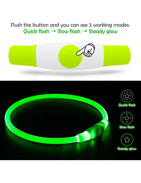 Collar de Perro LED BSEEN Recargable USB Verde 69.85 cm
