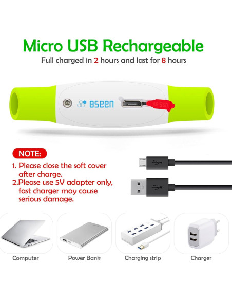 Collar de Perro LED BSEEN Recargable USB Verde 69.85 cm
