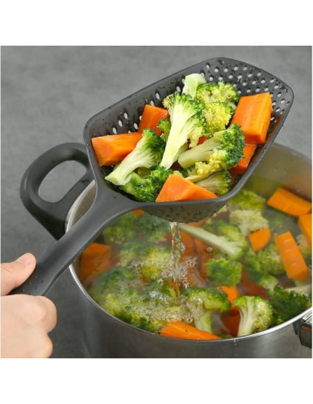 Colador de Nylon ASEANAO con Mango Largo 34.5x12.5cm Negro