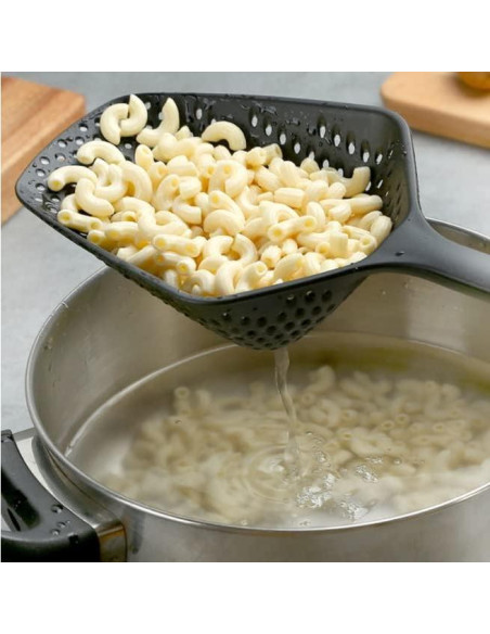 Colador de Nylon ASEANAO con Mango Largo 34.5x12.5cm Negro