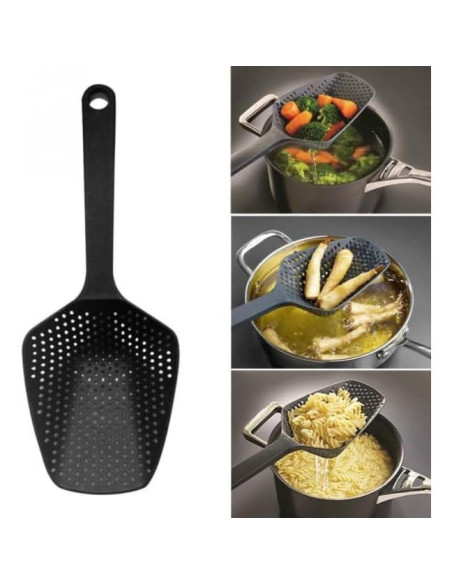 Colador de Nylon ASEANAO con Mango Largo 34.5x12.5cm Negro