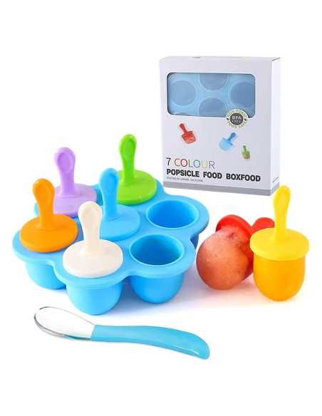 Molde de Paletas de Silicona JBYAMUS 7 Piezas Libre de BPA Azul