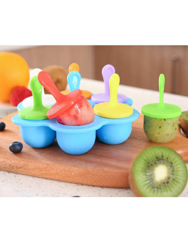 Molde de Paletas de Silicona JBYAMUS 7 Piezas Libre de BPA Azul