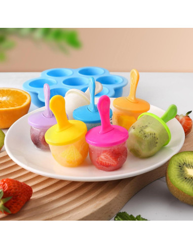 Molde de Paletas de Silicona JBYAMUS 7 Piezas Libre de BPA Azul