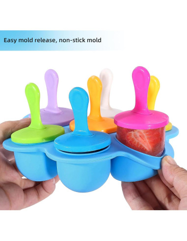 Molde de Paletas de Silicona JBYAMUS 7 Piezas Libre de BPA Azul