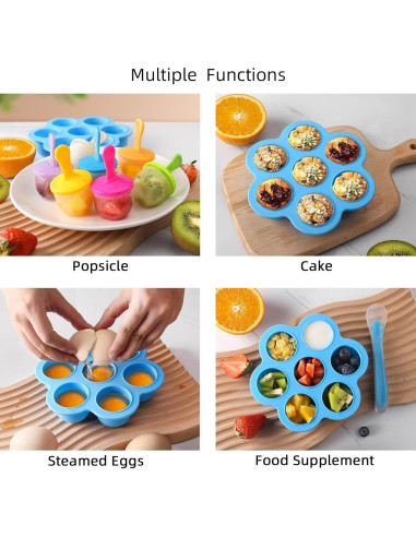 Molde de Paletas de Silicona JBYAMUS 7 Piezas Libre de BPA Azul