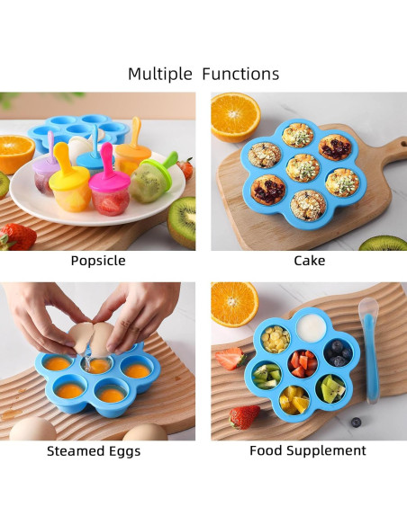 Molde de Paletas de Silicona JBYAMUS 7 Piezas Libre de BPA Azul