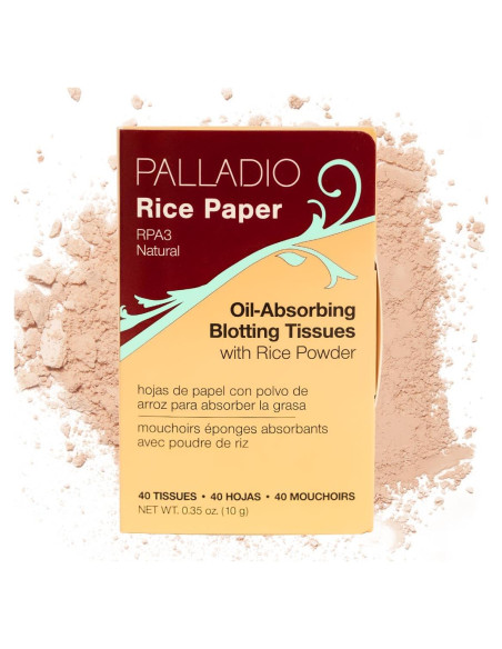 Papel de Arroz Absorbente Palladio para Piel Grasa 40 Hojas