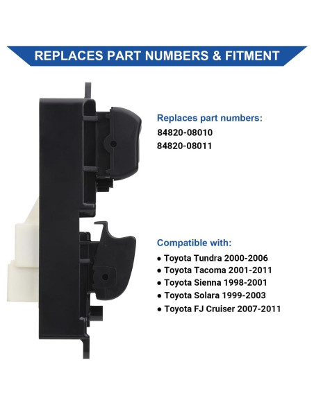 Interruptor Ventana Eléctrica Obaee Toyota 2000-2011 12V