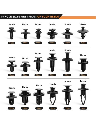 GOOACC 190 Pcs Clips de Retención Automotriz + Removedor