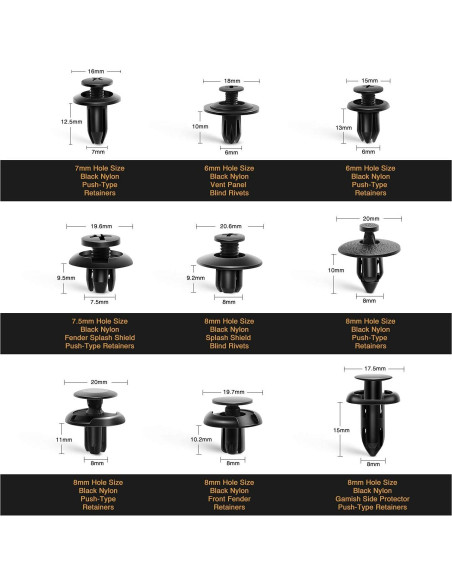 GOOACC 190 Pcs Clips de Retención Automotriz + Removedor