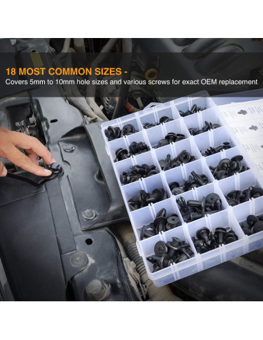 GOOACC 190 Pcs Clips de Retención Automotriz + Removedor