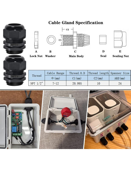 Caja de Conexiones Zulkit IP65 Plástico ABS 150x100x70mm
