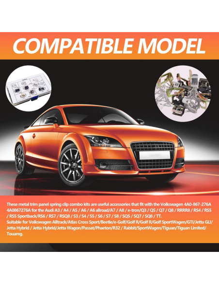 100 Clips U de Metal para Panel de Recorte VW Audi BSAMZO