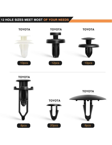 GOOACC 166 Pcs Clips de Retención y Grommets de Tornillo