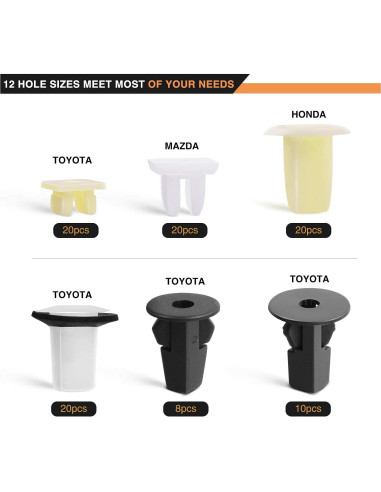 GOOACC 166 Pcs Clips de Retención y Grommets de Tornillo