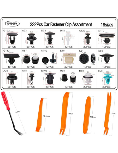 332 Clips de Retención Niteguy para Toyota y Lexus