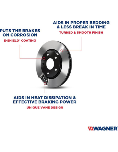 Rotor de Freno Wagner BD126489E Trasero para Lexus/Toyota