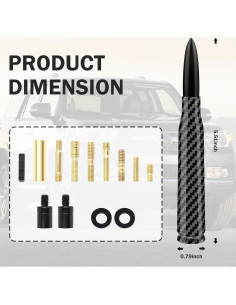 Antena de Coche Junecarp Bala Fibra de Carbono 14x2cm 2