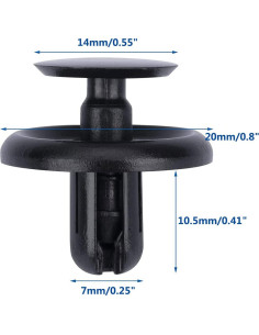 100 Clips de Retención Nylon Negro para Toyota Lexus 90467-07201 2