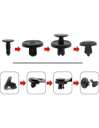 100 Clips de Retención Nylon Negro para Toyota Lexus 90467-07201