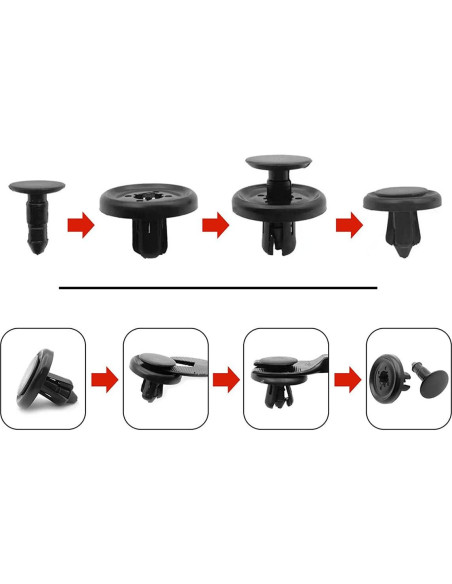 100 Clips de Retención Nylon Negro para Toyota Lexus 90467-07201