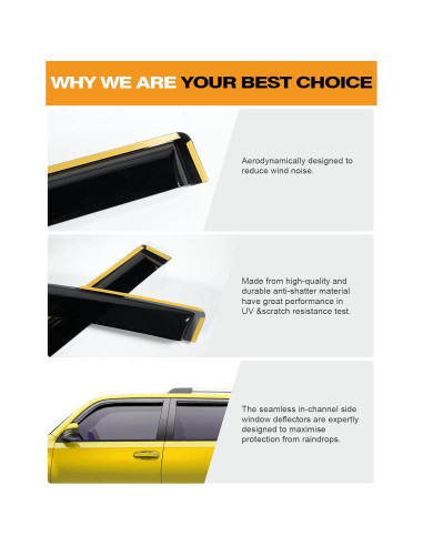 Deflectores de Lluvia Deejecsun para Toyota 4Runner 2010-2024