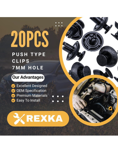 20 Clips Sujetadores de Motor Rexka para Toyota Lexus 7mm